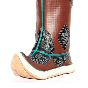 Mongolian 17 th Century Double Felt Sole Boots 32 Ornaments