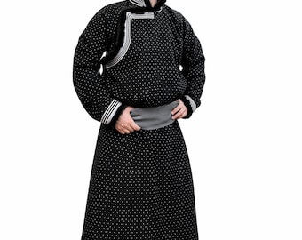 Traditional Mongolian Deel Robe-Handmade National Costume, Festival Outfit, Ethnic Clothing Gift, Nomadic Caftan