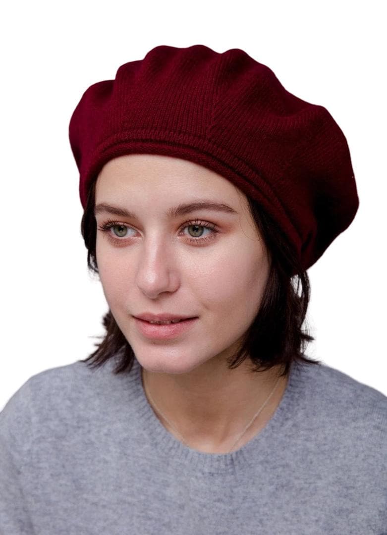 7541 Berets For Women 2 Layers Wool Hats Woman Winter Knit Cap (red-black Red Wool Beret: Elegant Winter Hat for Women - Etsy main image 4