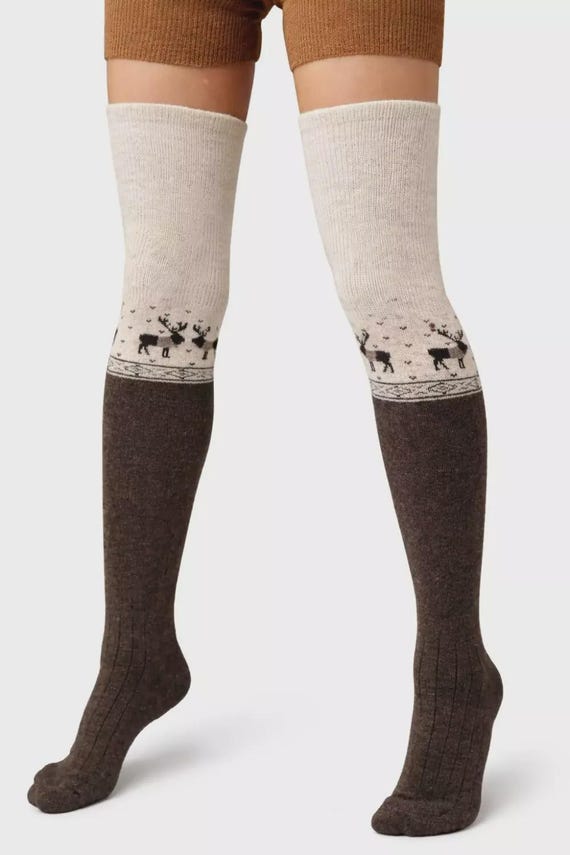 100% Sheep Wool Socks-Thick Warm Winter Socks, Mongolian Thermal Socks, Natural Wool Gift for Women