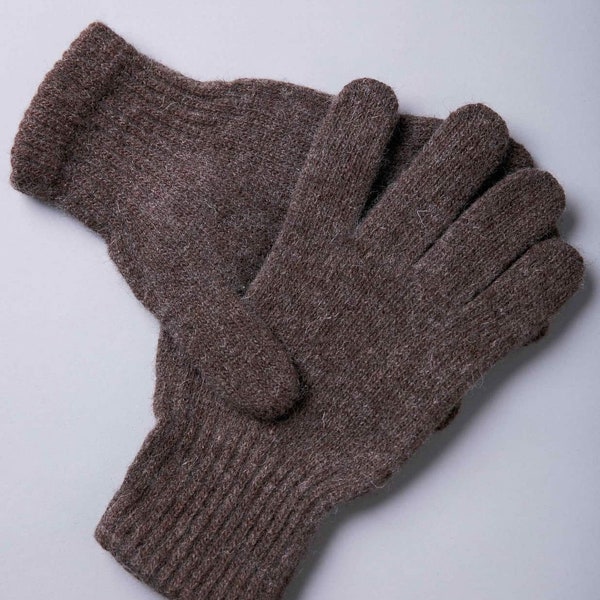 Rękawiczki mongolskie dla dorosłych z brązowej wełny jaka