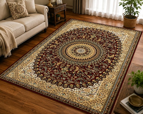 モンゴルの赤いウールカーペット - Etsy 日本