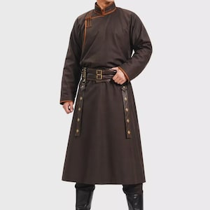 Deel para hombre del siglo XVII - Túnica tradicional mongola Deel - Traje nacional hecho a mano, atuendo para festivales, regalo de ropa étnica, caftán nómada
