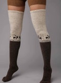100% Sheep Wool Thigh High Socks With Pattern product logo