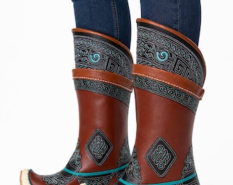 Mongolian 17 th Century Double Felt Sole Boots 32 Ornaments