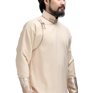 Beige Deel Shirt for Men