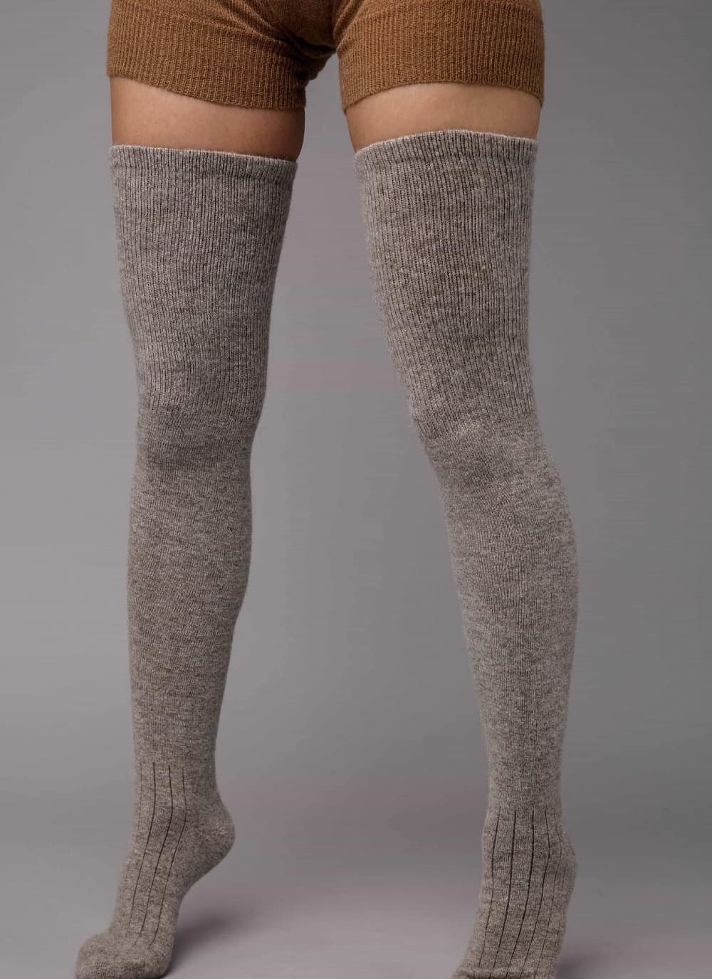 Sheep Wool Dark Grey Thigh High Socks - Etsy