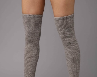 Dark Grey Sheep Wool Leg Warmers