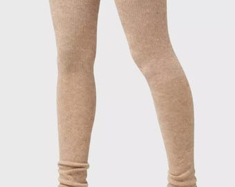 Calcetines altos de lana hasta el muslo: calcetines gruesos y cálidos de invierno, calcetines térmicos mongoles, regalo de lana natural para hombres y mujeres.