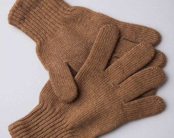 Brown Camel Wool Adult’s Gloves