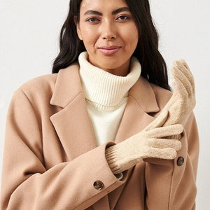 Beige Camel Wool Adults Gloves image 5