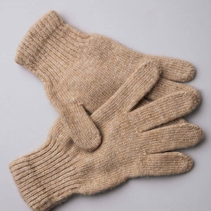 Beige Camel Wool Adults Gloves image 1