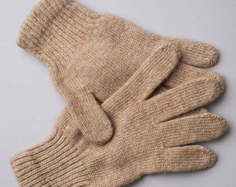 Gants adulte en laine beige camel