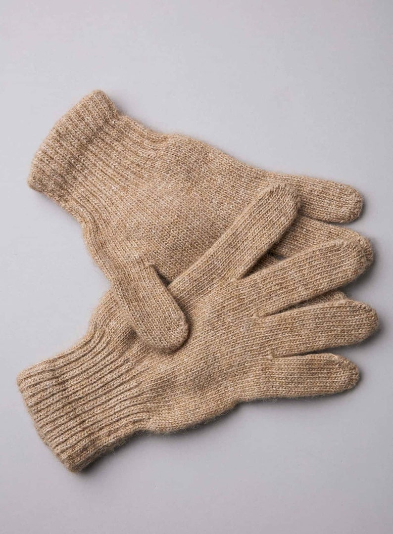 Beige Camel Wool Adults Gloves image 1