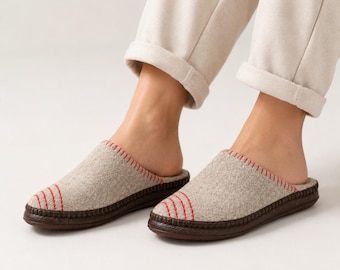 Handmade Mongolian Felt Slippers – Natural Wool Comfort