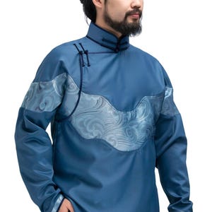 Mongolian Blue Hunnu Deel Shirt for Men