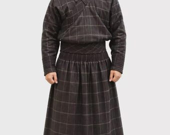 Traditional Mongolian Deel Robe-Handmade National Costume, Festival Outfit, Ethnic Clothing Gift, Nomadic Caftan