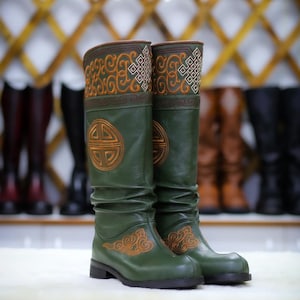 Mongolian Boots With Yellow Embroidery
