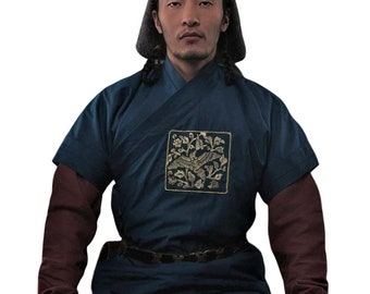 Mongolian 13 th Century Blue Vest Deel