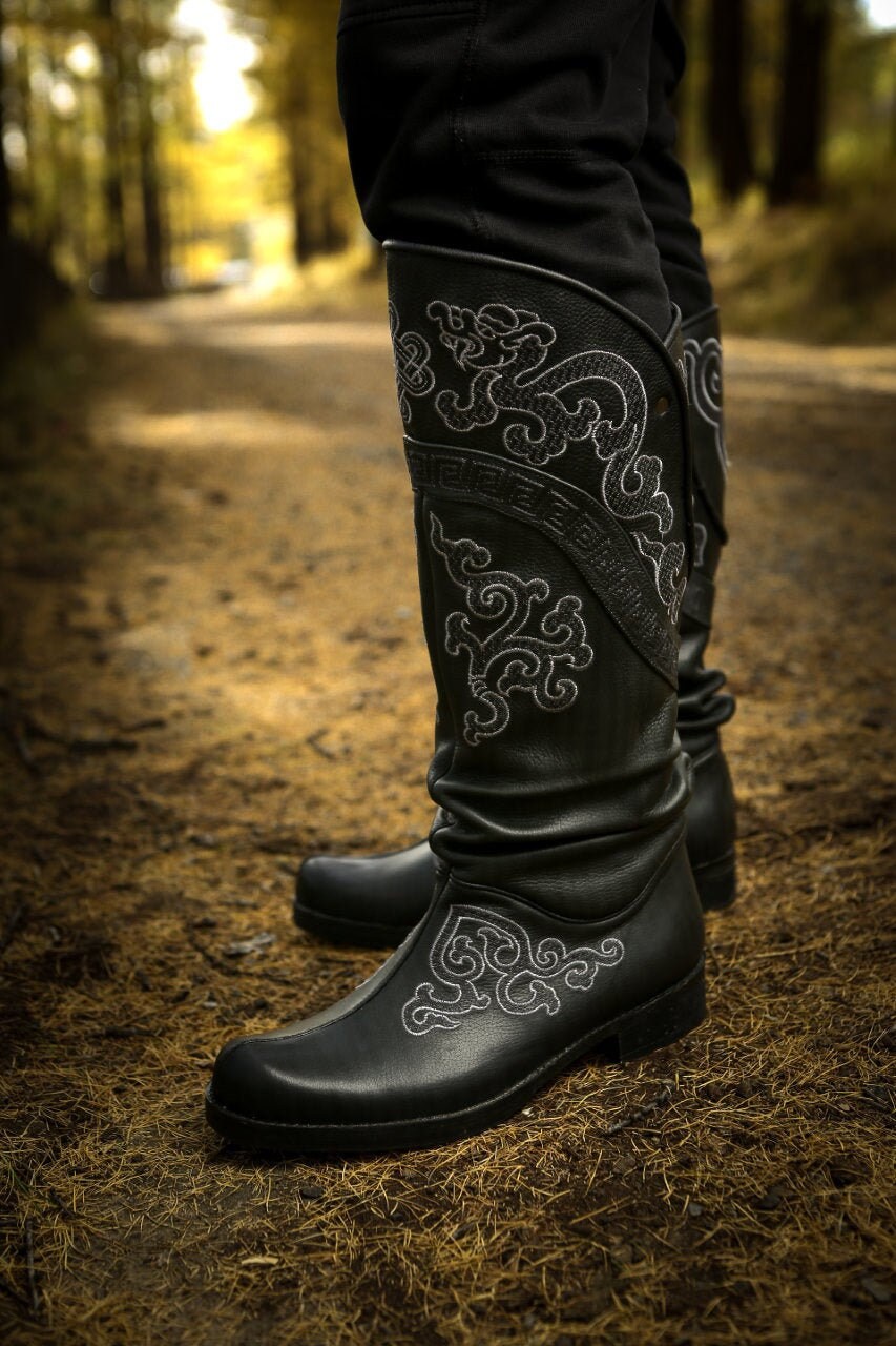 white embroidered boots