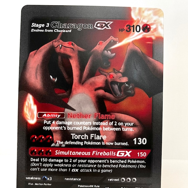 Custom Pokémon Card Charagon Full Art Charizard GX