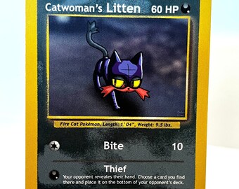Custom Pokemon Card Catwoman's Litten - Etsy