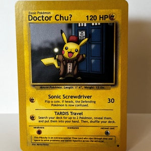 Carta Pokémon Personalizada Doutor Chu? (O 11º Doutor) Décimo Primeiro Doutor Who Pikachu