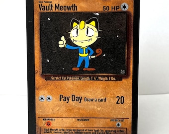 Custom Pokmon Card Vault Meowth - Etsy