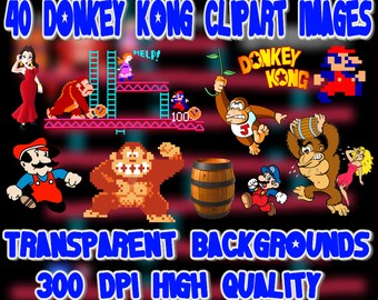 40 Classic Donkey Kong Clipart PNG Images 300 dpi PNG Transparent Background Images Instant Digital Download Mario Jumpman Clip Art