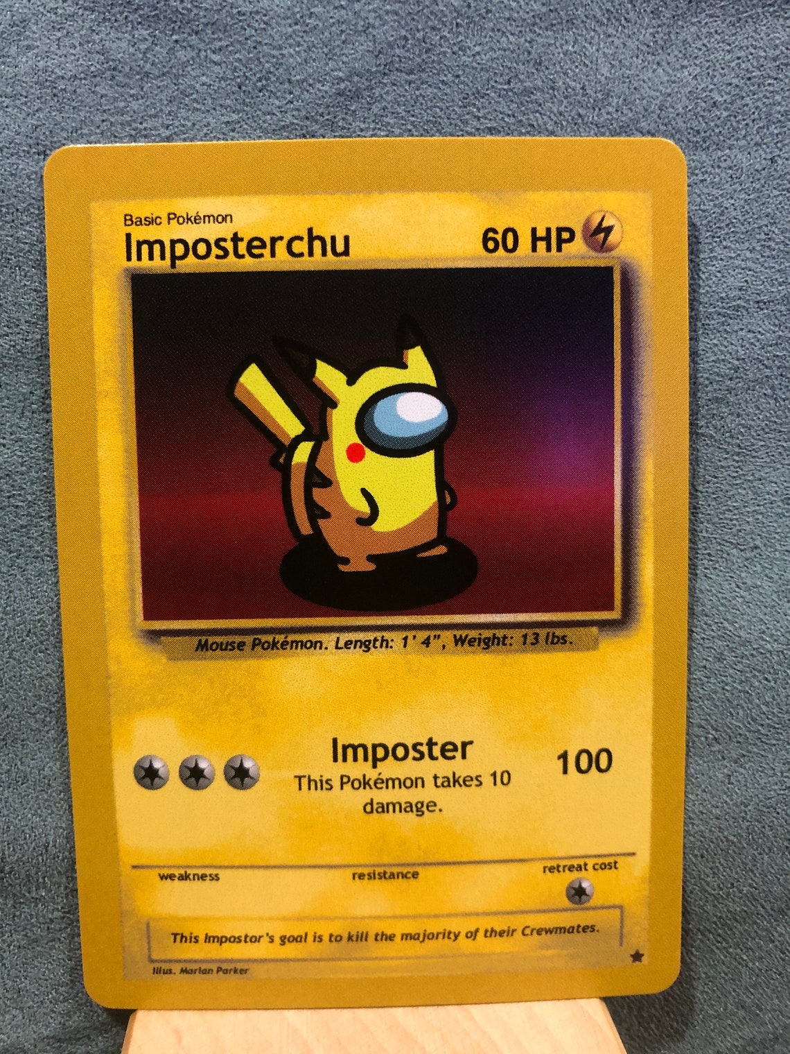 Custom Pok mon Card Imposterchu Imposter Pikachu Among Us Etsy