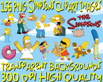 The Simpsons Clipart | 156 PNG Images, Transparent Backgrounds (Digital Download)