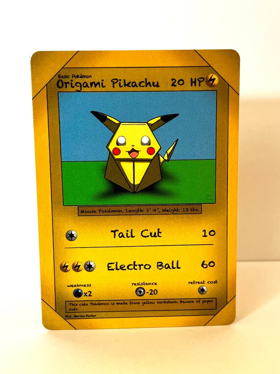 Custom Pokmon Card Origami Pikachu - Etsy Custom Pokmon Card Origami Pikachu - Etsy