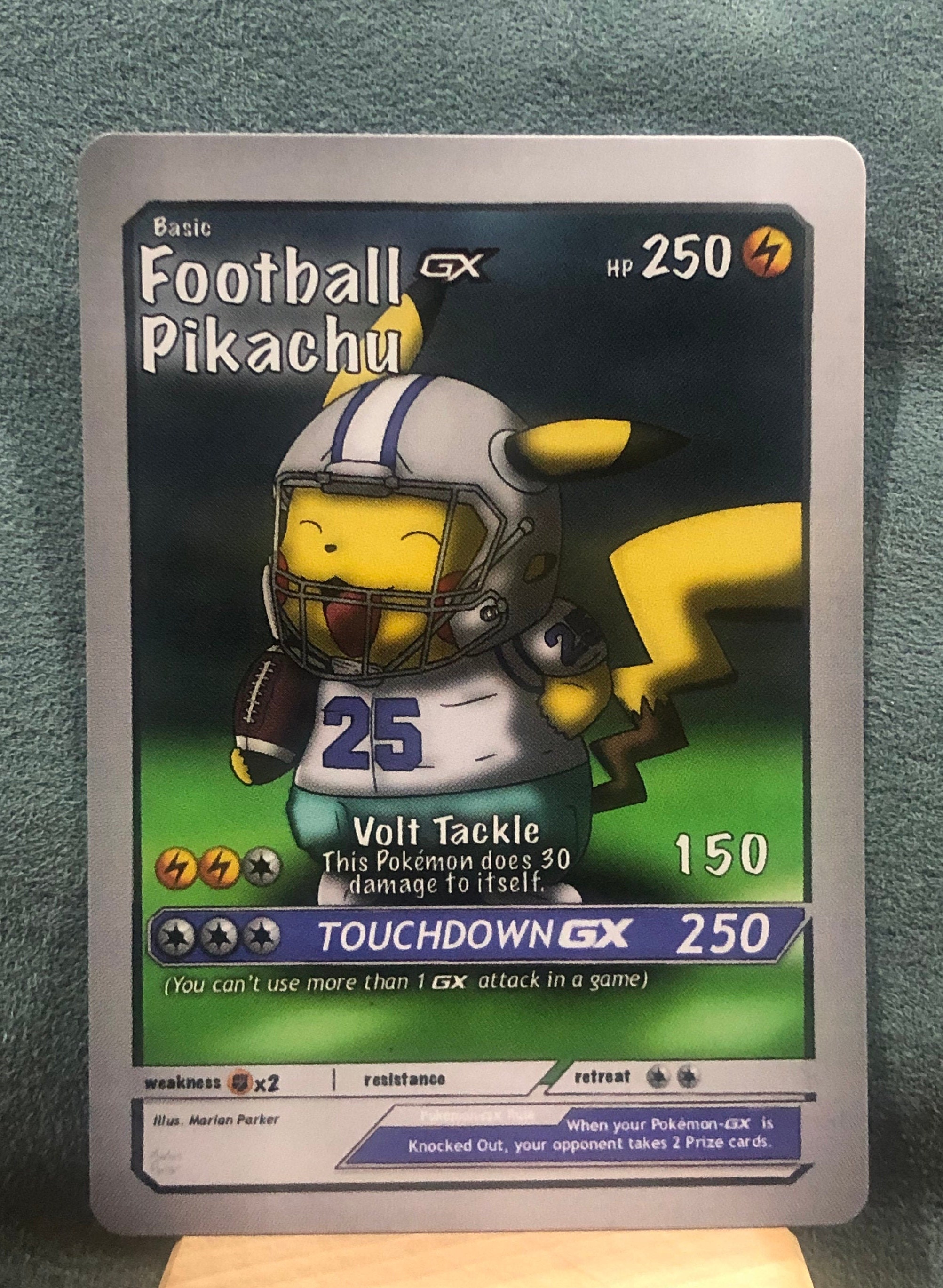 Custom Pokémon Card Football Pikachu White and Blue | Etsy