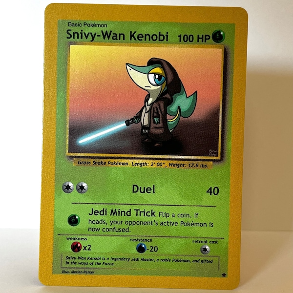 Custom Pokemon Card Snivy-Wan Kenobi (Obi-Wan Snivy)