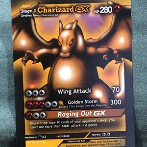 Custom Pokémon Card Golden Charizard Full Art GX | Etsy