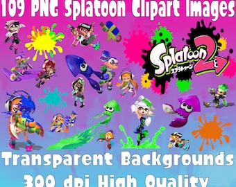 109 Splatoon Clipart Images Nintendo Inkling Octoling 300 dpi PNG Transparent Backgrounds Instant Digital Download Clipart Images Splatoon