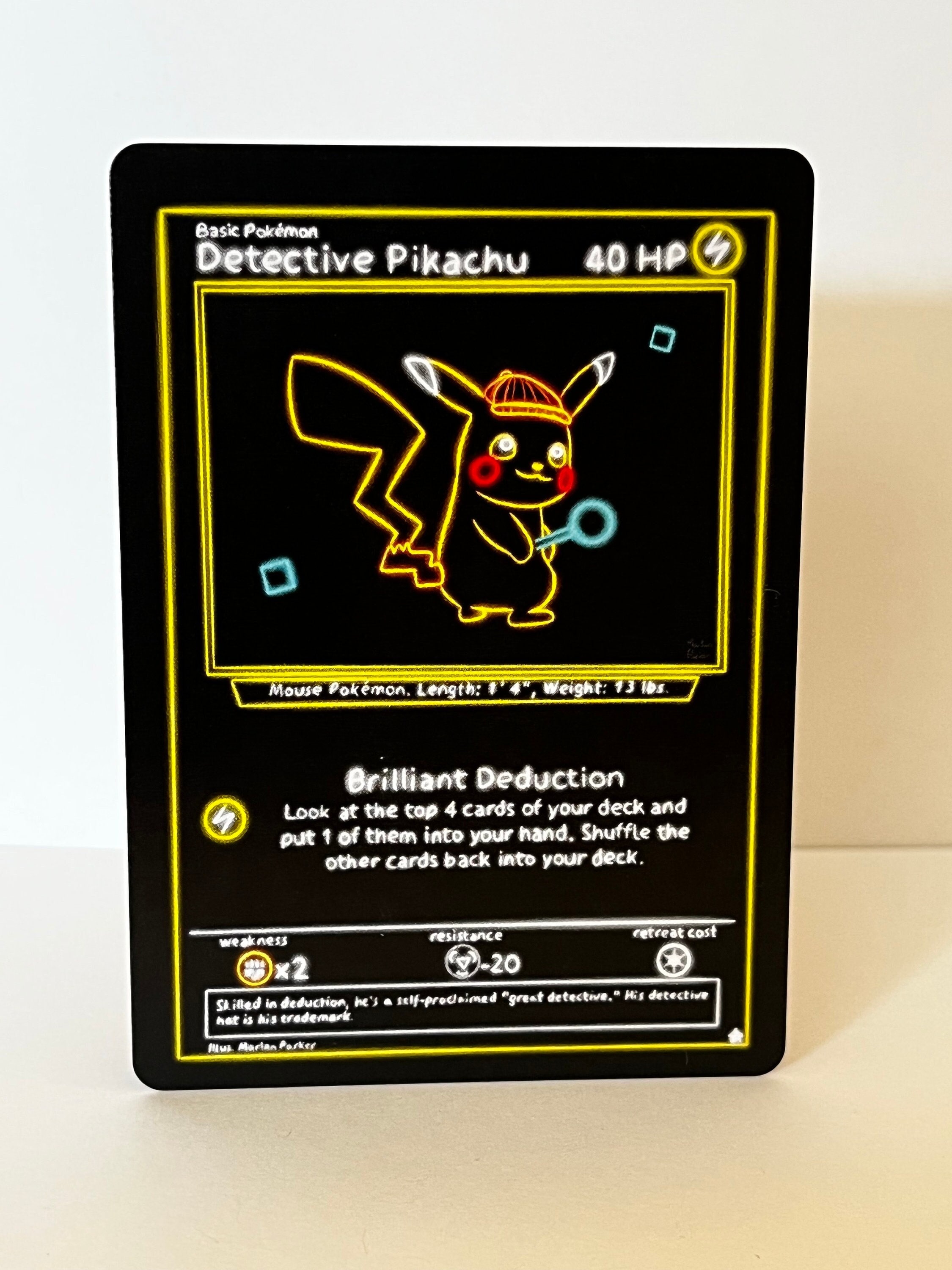 Custom Pokmon Card Neon Detective Pikachu - Etsy