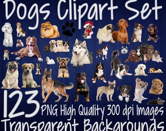 Dogs Clipart Pack 123 PNG 300 dpi PNG Transparent Background Images Instant Digital Download Clip Art Animal Pets Animals Pet High Quality
