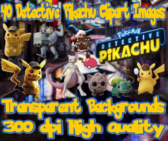 40 Png Detective Pikachu Clipart Images Pokemon 300 Dpi Png Transparent Background Images Instant Digital Download Movie 3ds Game Clip Art