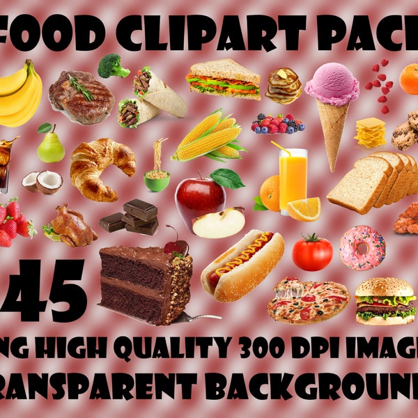 Food Clipart Pack 145 PNG 300 dpi PNG Transparent Background Images Instant Digital Download Clip Art Fruit Meal Lunch Picnic High Quality