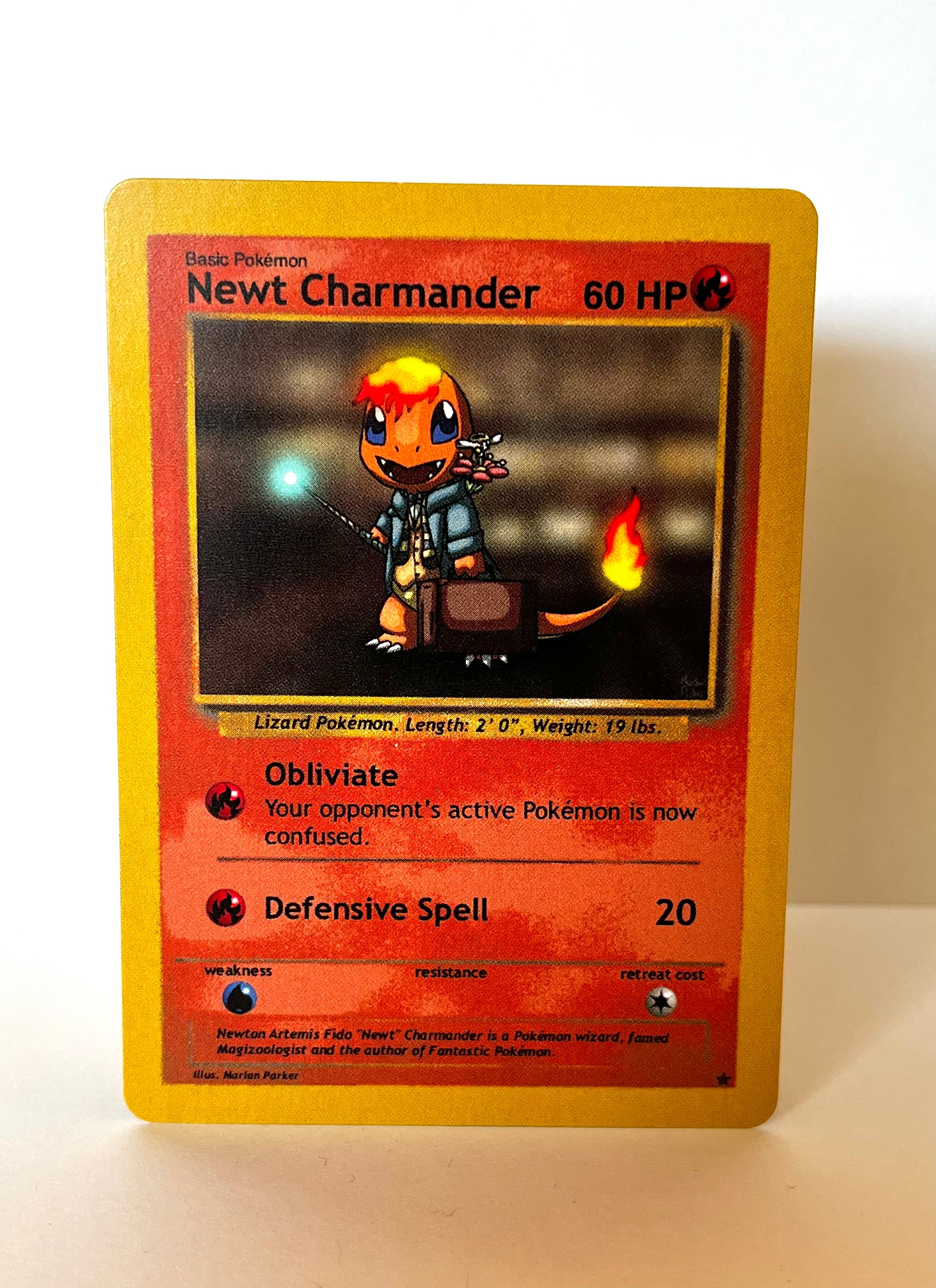 Custom Pokemon Card Newt Charmander (newt Scamander Charmander) - Etsy