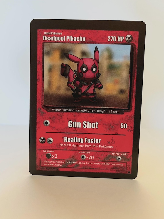 deadpool pokemon card Custom Deadpool Pikachu Pokemon Card FULL Art