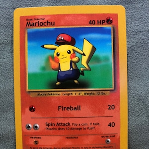 Niestandardowa karta Pokemon Mariochu (Mario Pikachu)
