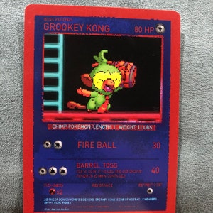 Benutzerdefinierte Pokemon Karte Pixel Grookey Kong Esel Kong Grookey