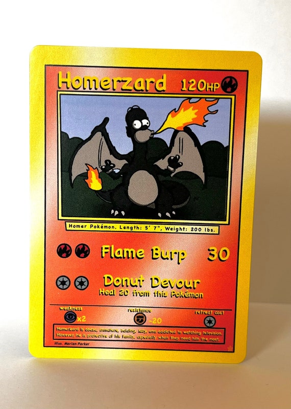 Custom Pokmon Card Shiny Homerzard (homer Simpson Charizard) - Etsy