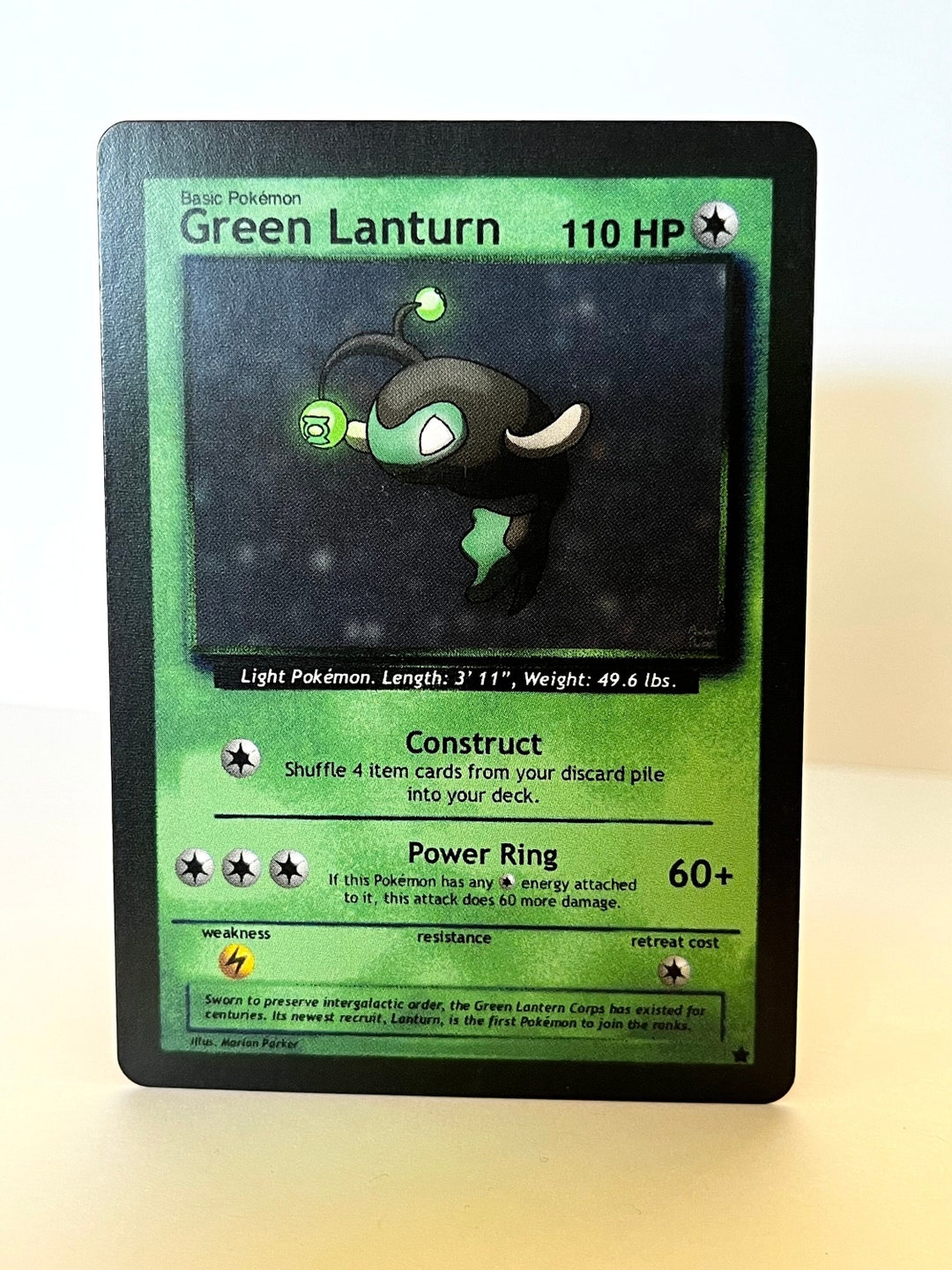 Custom Pokmon Card Green Lanturn - Etsy