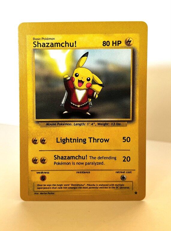 Custom Pokmon Card Shazam Pikachu (shazamchu!) - Etsy