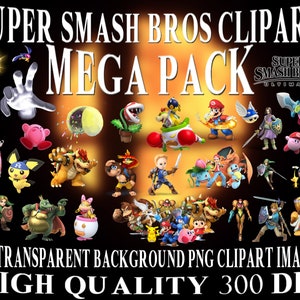 Super Smash Bros Clipart Mega Pack 207 300 dpi PNG transparenter Hintergrund Bilder Sofortiger digitaler Download Super Mario Bros Zelda ClipArt