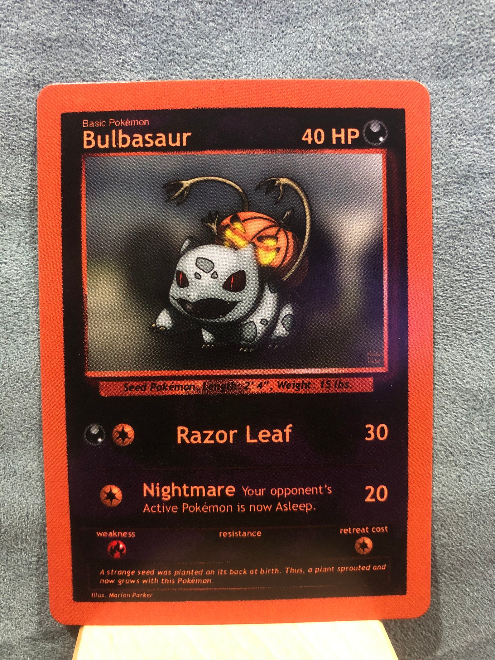 Custom Pokemon Card Halloween Bulbasaur | Etsy