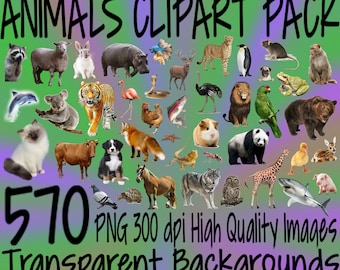 Animals Clipart Mega Pack 570 PNG 300 dpi PNG Transparent Background Images Instant Digital Download Clip Art Animal Forest High Quality
